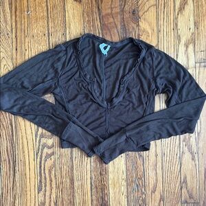 Womens Cropped Brown Long Sleeve